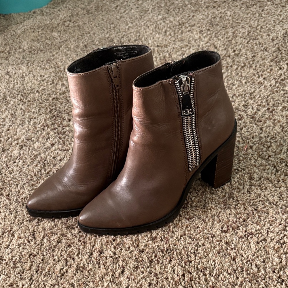 Steve Madden Brown Ankle Booties with Dual Zipper